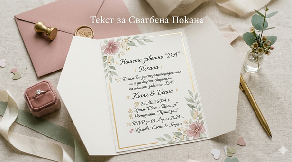 Луксозна сватбена покана с текст и златни детайли от Sonya Wedding Decoration